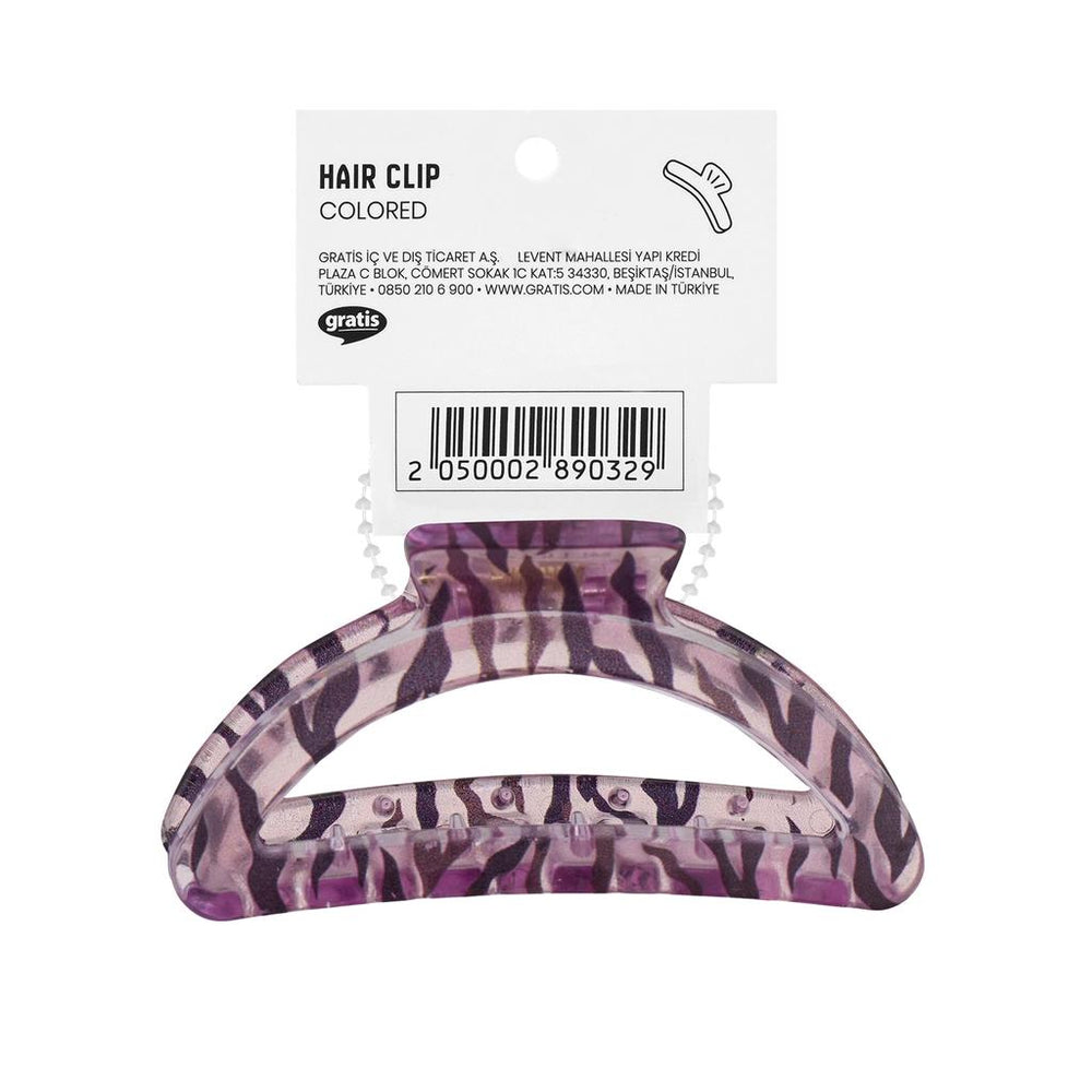 Eklips Purple Zebra Oval Claw Clip for Secure Hair Styling