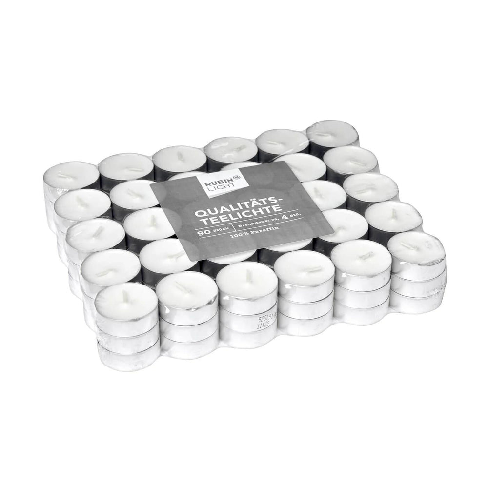 Rubin Licht White Tealight Candles 4-Hour Burn 90-Pack