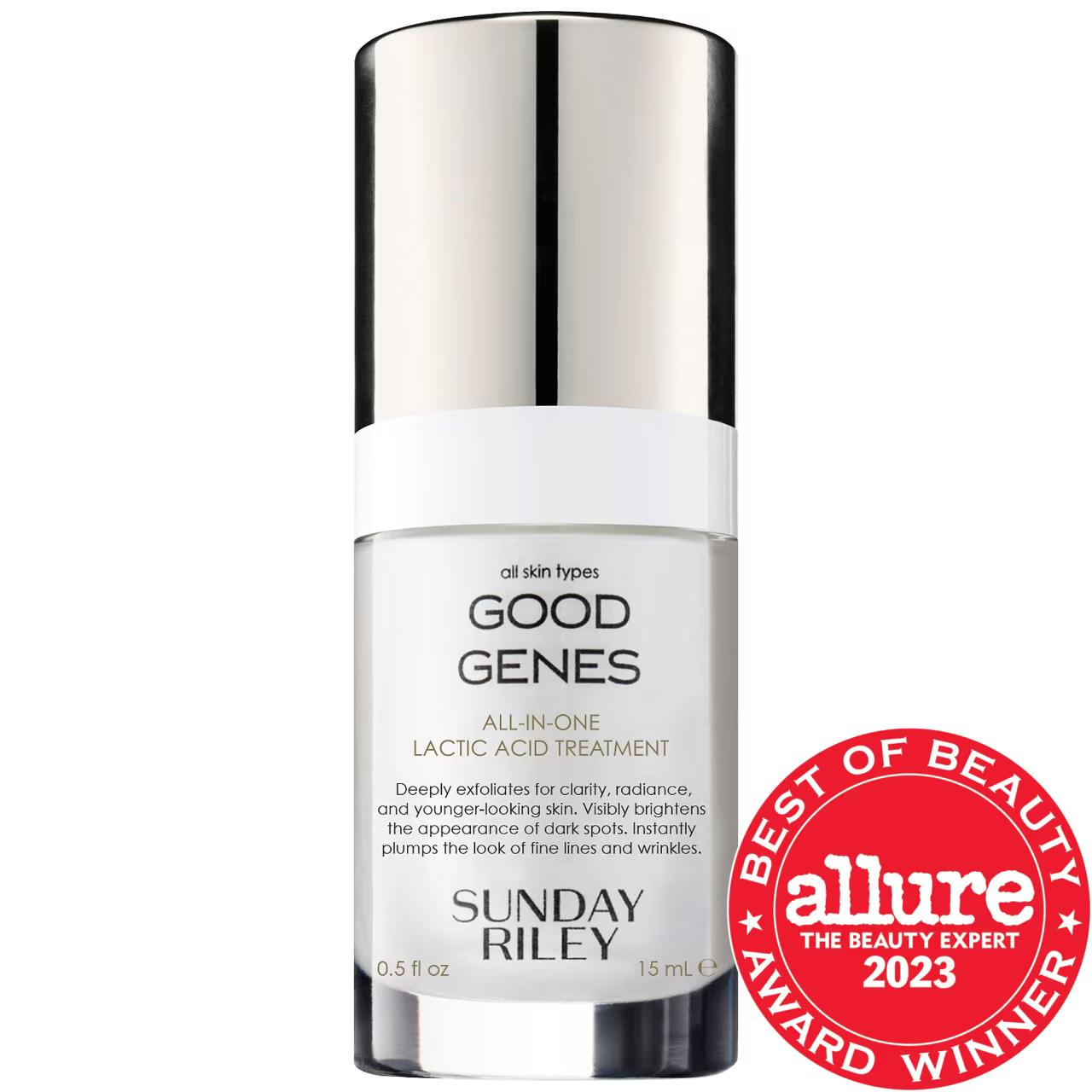 Sunday Riley Good Genes All-In-One AHA Lactic Acid Serum for Anti-Aging, Dark Spot Correction &amp; Hyperpigmentation Treatment Sunday Riley Good Genes AHA Lactic Acid Serum - Anti-Aging &amp; Dark Spot Correction AHA lactic acid serum, anti-aging skincare, dark spot correction, hyperpigmentation treatment, clean skincare products, skincare serum, facial treatments, exfoliating serum, brightening serum, sensitive skin, vegan skincare, gluten-free skincare, cruelty-free skincare, sustainable skincare, skincare for n