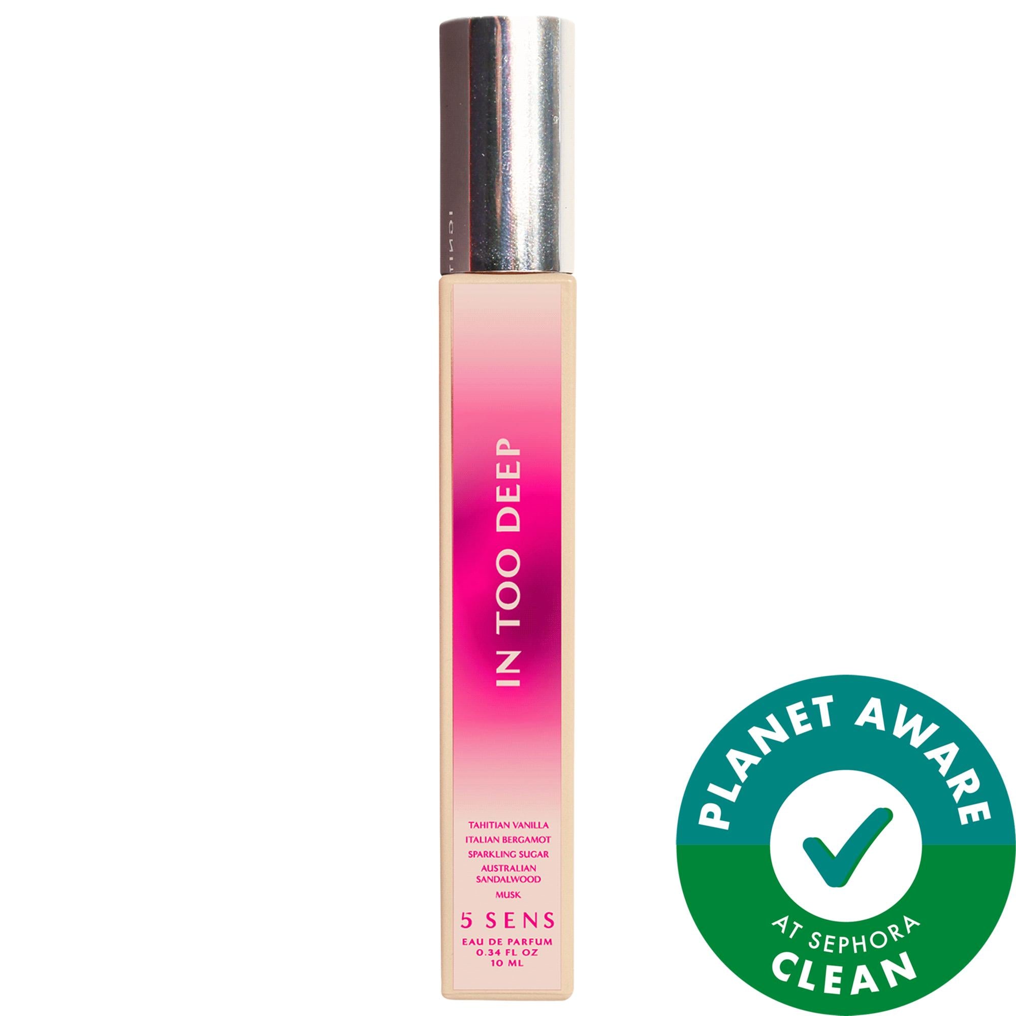 In Too Deep Eau de Parfum Travel Spray - Warm &amp; Sweet Gourmands Fragrance with Tahitian Vanilla &amp; Australian Sandalwood In Too Deep Eau de Parfum - Warm &amp; Sweet Gourmands Fragrance Eau de Parfum, Travel Spray, Warm &amp; Sweet Gourmands, Clean Beauty, Sustainable Fragrance, Tahitian Vanilla, Australian Sandalwood, Sparkling Sugar, Italian Bergamot, Musk, Fragrance for Women, Luxury Perfume, Compact Fragrance, Clean Fragrance, Eco-Friendly Perfume, Women&#39;s Perfume, Gift for Her