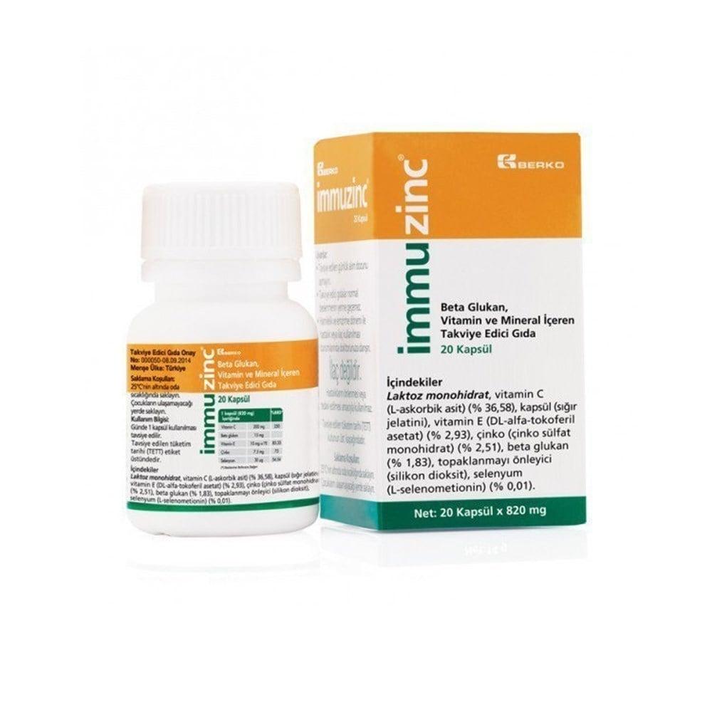 İmmuzinc Immune Support Supplement - 20 Capsules with Vitamin C, Beta Glukan & Antioxidants İmmuzinc Immune Support Supplement - 20 Capsules Immune support supplement, Dietary supplement, Vitamin C supplement, Beta Glukan, Antioxidant supplement, Health and wellness, Immune health, Dietary support, Vitamin supplement, Mineral supplement, Capsule supplement, İmmuzinc