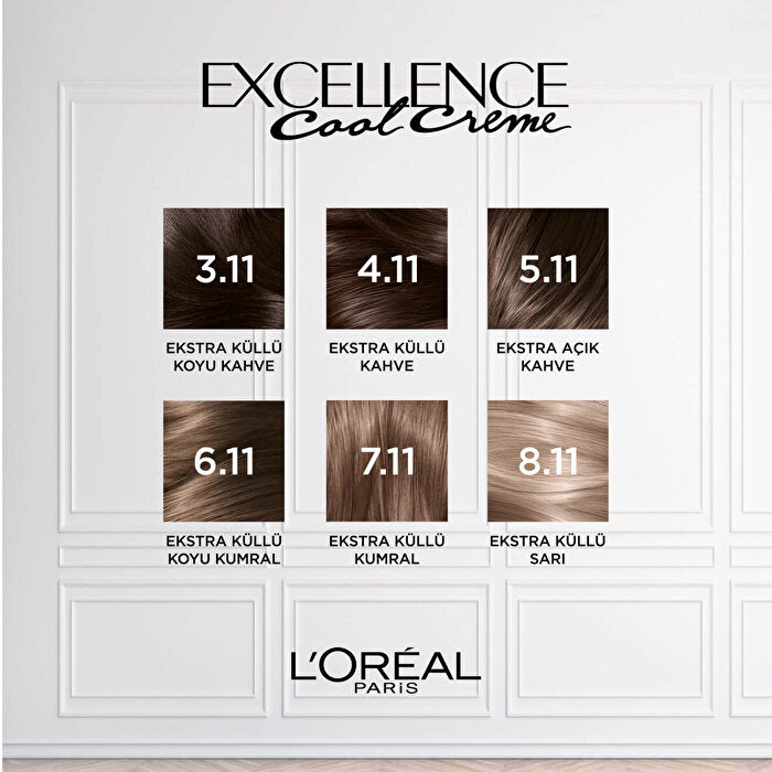 L&#39;Oreal Paris Excellence Cool Creme Hair Color 7.11 - Extra Ash Brown | 100% Gray Coverage