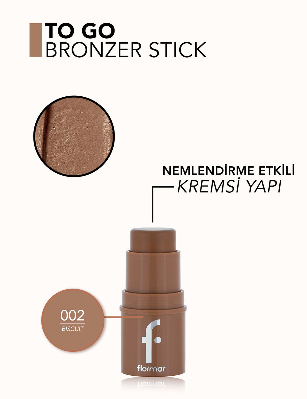 Flormar To Go Natural Finish Hydrating Creamy Stick Bronzer 5g
