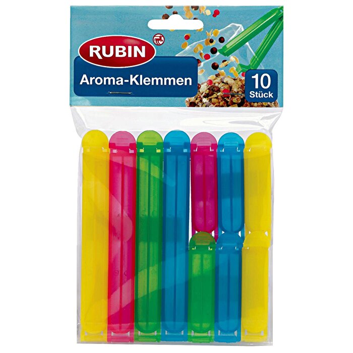 Rubin Colorful Bag Clips - Set of 10 Clips | High Quality Seal