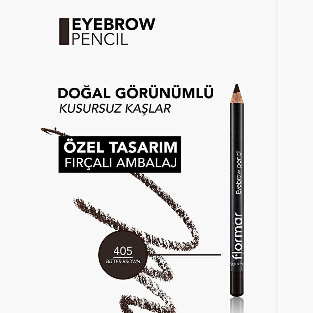 Flormar Bitter Brown Eyebrow Pencil with Soft Tip Applicator & Blending Brush | Long Lasting, Natural Definition Flormar Bitter Brown Eyebrow Pencil | Soft Tip & Natural Definition eyebrow pencil, brow pencil, eyebrow definer, soft eyebrow pencil, brow pencil with brush, long lasting eyebrow pencil, natural eyebrow pencil, bitter brown eyebrow pencil, eyebrow makeup, brow filler, eyebrow shaper, eyebrow brush, soft tip eyebrow pencil, blending brush eyebrow pencil, natural looking brows, defined eyebrows, l