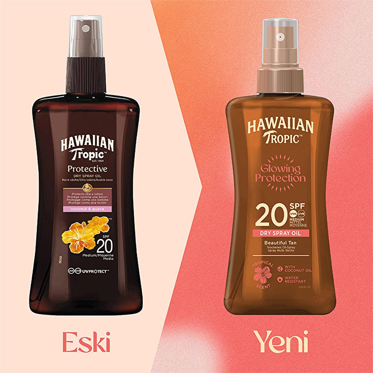 Hawaiian Tropic Glowing Protection SPF20 Sunscreen Oil: Tan & Moisturize with UVA/UVB Protection Hawaiian Tropic SPF20 Sunscreen Oil: Tan & Protect sunscreen oil, SPF20 sunscreen, Hawaiian Tropic sunscreen, vegan sunscreen, bronzing sunscreen oil, water resistant sunscreen, sun protection oil, UVA UVB protection sunscreen, sun protection, tanning oil, tanning, coconut oil, aloe vera, tropical flower extracts, moisturizing sunscreen, non-greasy sunscreen, water resistant, vegan, recycled packaging, eco-frien