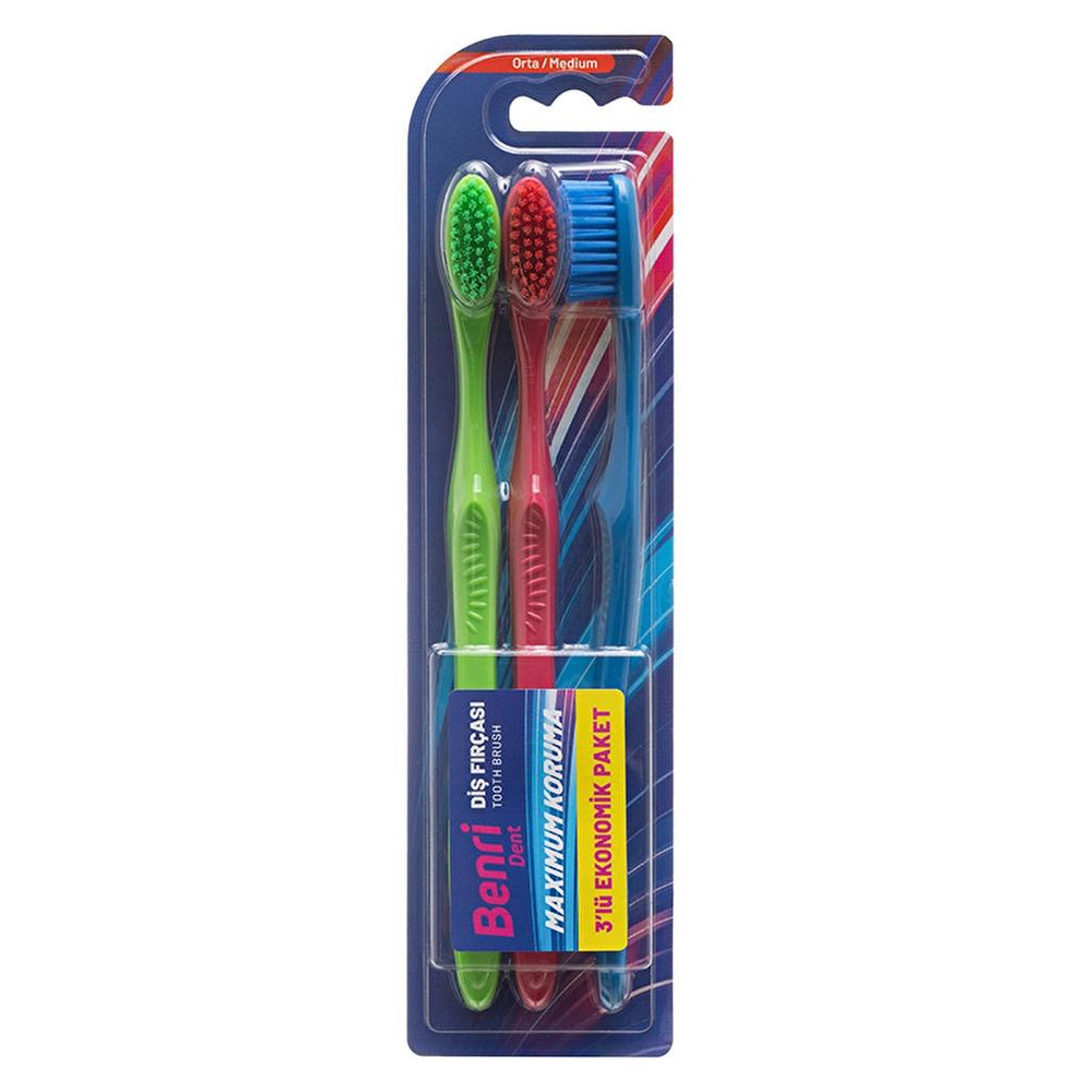 Benri Dent Manual Toothbrush 3-Pack for Daily Clean