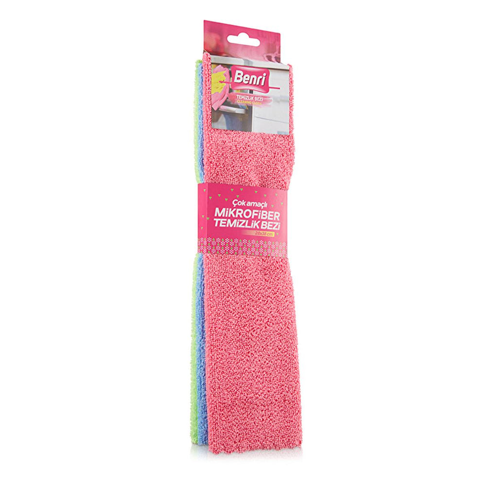 Benri 3-Pack Microfiber Cleaning Cloths - Soft, Versatile & Durable Multi-Surface Cleaning Tools