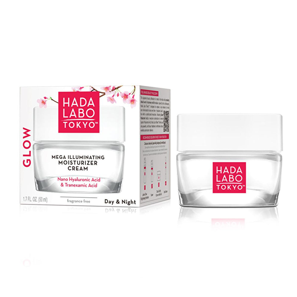 Hada Labo Tokyo Glow Moisturizing Cream - Anti-Aging Day & Night Hydration with Hyaluronic Acid - Face Cream