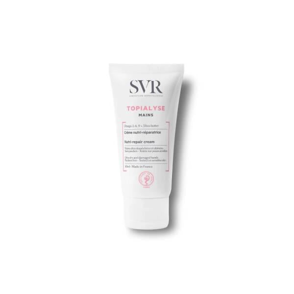 SVR Topialyse: Repairing Hand Cream for Dry, Cracked Hands - Shea Butter, Non-Greasy Formula - Deeply Moisturizing & Fast Absorbing, 1.69 fl oz SVR Topialyse Hand Cream: Repair Dry, Cracked Hands - Shea Butter Hand Repair Cream, Dry Skin Hand Cream, Shea Butter Hand Cream, Non-Greasy Hand Cream, Moisturizing Hand Cream, SVR Topialyse Mains, Repairing Hand Cream for Cracked Hands, Hand cream, dry hands, cracked hands, shea butter, non-greasy, moisturizing, repairing, skincare, hand care, sensitive skin, dry 