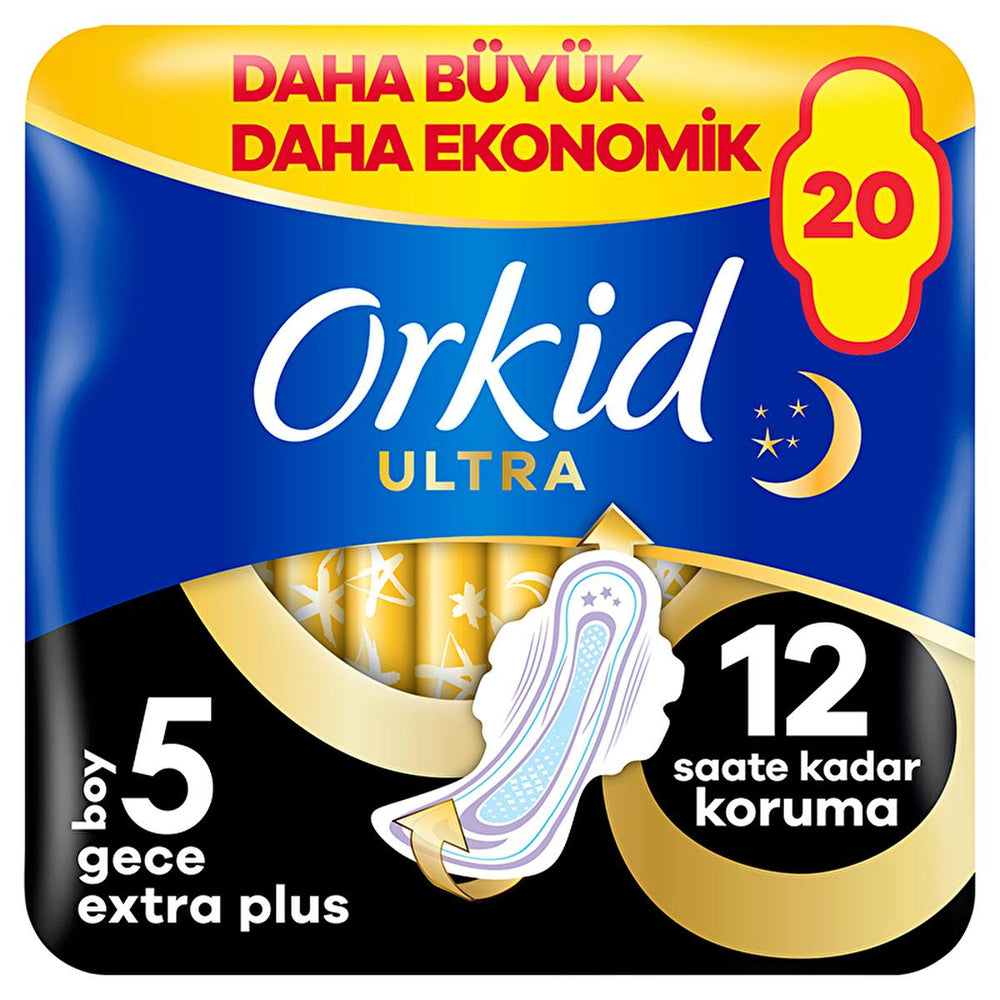 Orkid Overnight Hygienic Pads Extra Absorbency for Heavy Flow Nights - 20 Count - Hygiene Products
