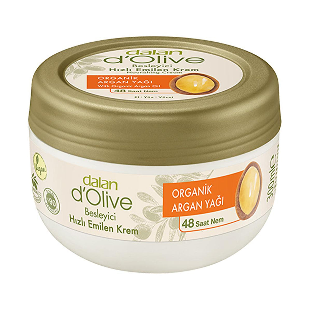 Dalan D'Olive Organic Argan Oil Moisturizing Cream - Non-Greasy, Long-Lasting Hydration for Dry Skin - 10.14 fl - Face Cream