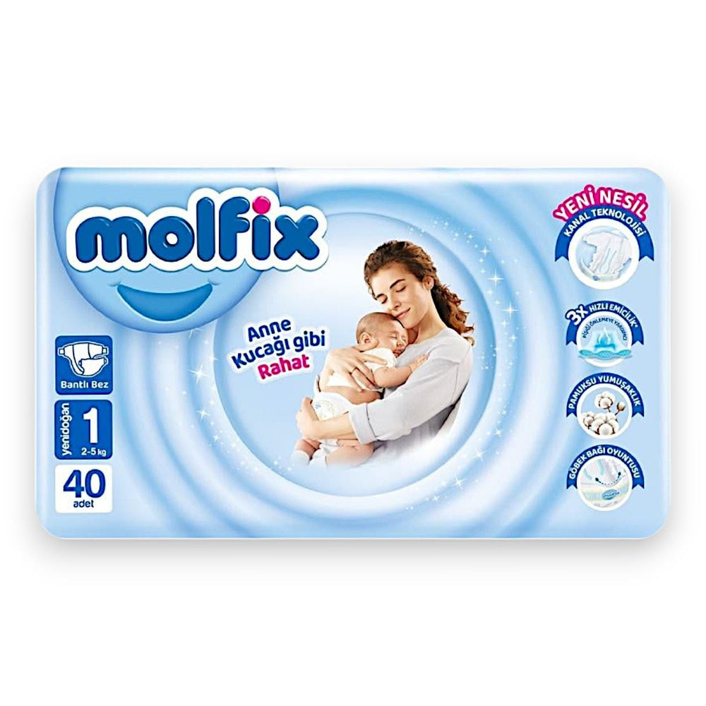 Molfix Newborn Diapers Size 1 for 2-5kg Babies 40 Count