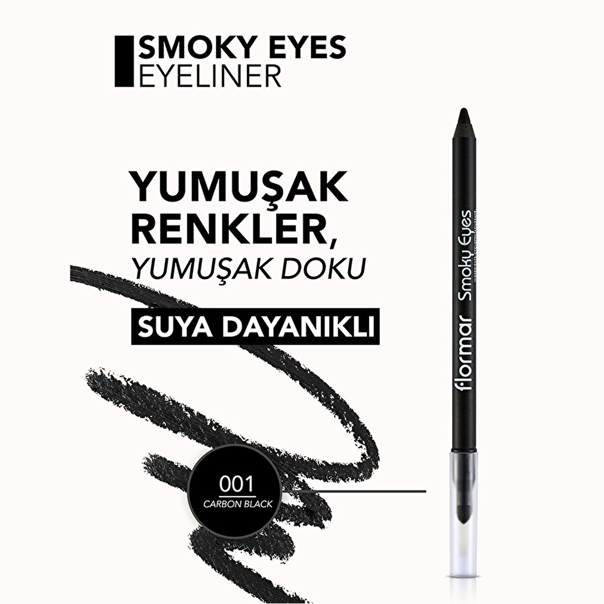 Flormar Smoky Eyes Carbon Black Waterproof Eyeliner - Intense Color | Easy Application