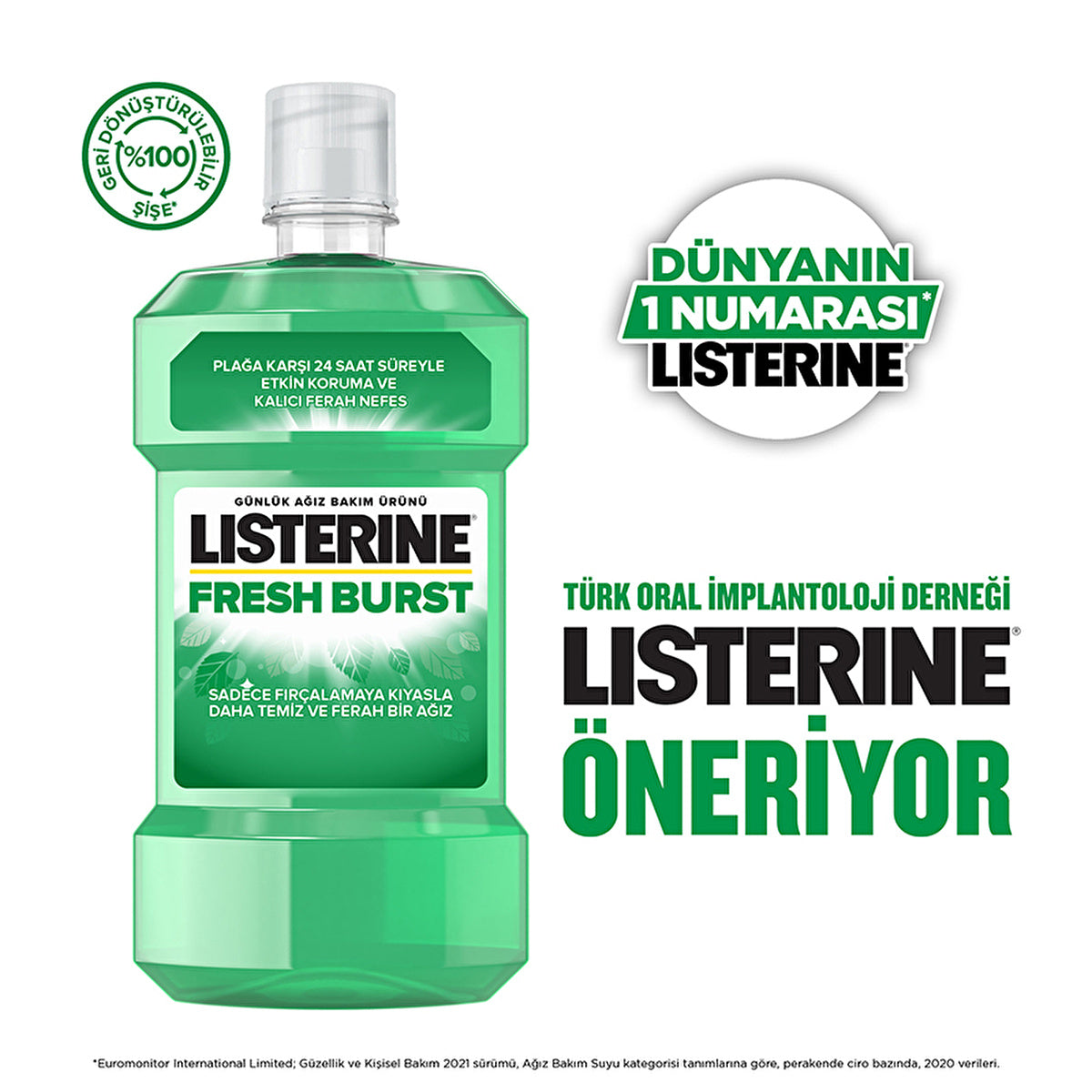 Listerine Fresh Burst Mouthwash 500ml - Mint Flavor | Oral Care