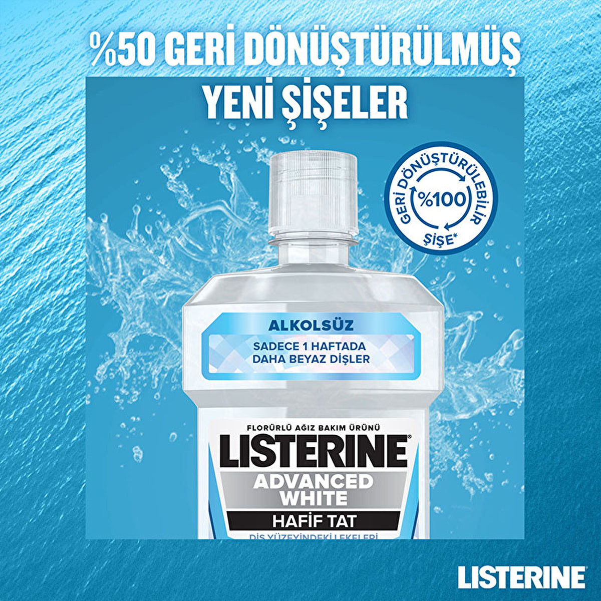 Listerine Mouthwash Advanced White 500ml - Whitens Teeth | Fresh Mint