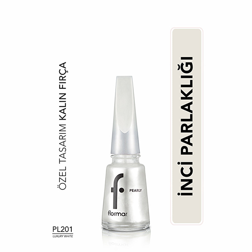 Flormar Pearly Intense Pigmented Nail Polish - Luxury White | 0.34 fl oz