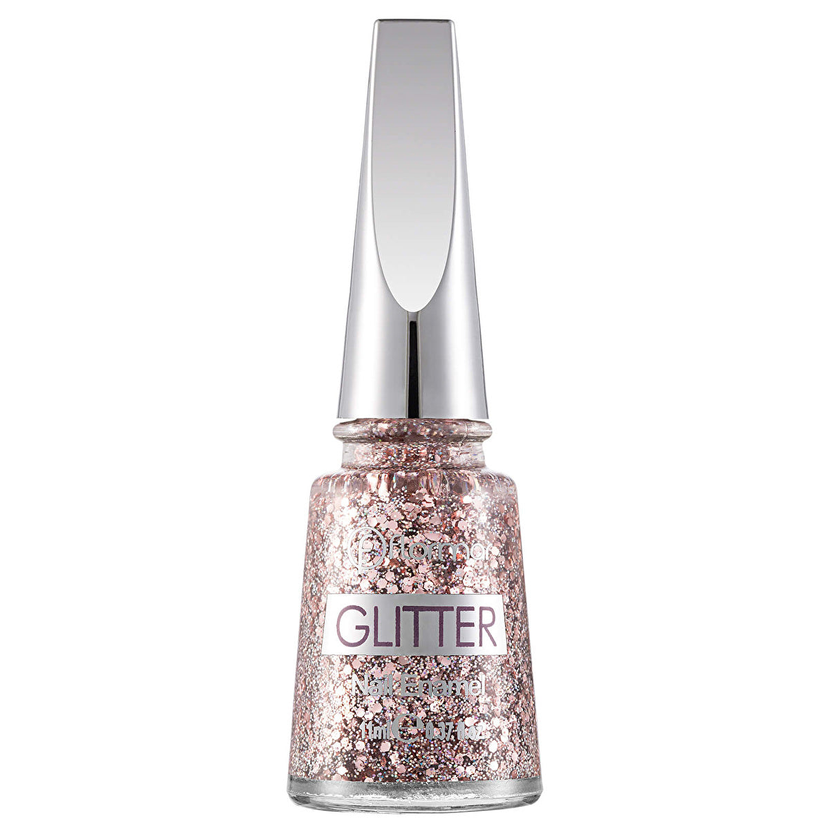 Flormar Glitter Sheer Nail Polish GL02 Pink Silver - Sparkling Finish | 0.4 fl oz - Image #1