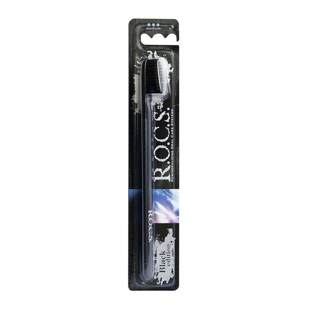 Rocs Black Edition Toothbrush Medium - Effective Plaque Removal | Premium