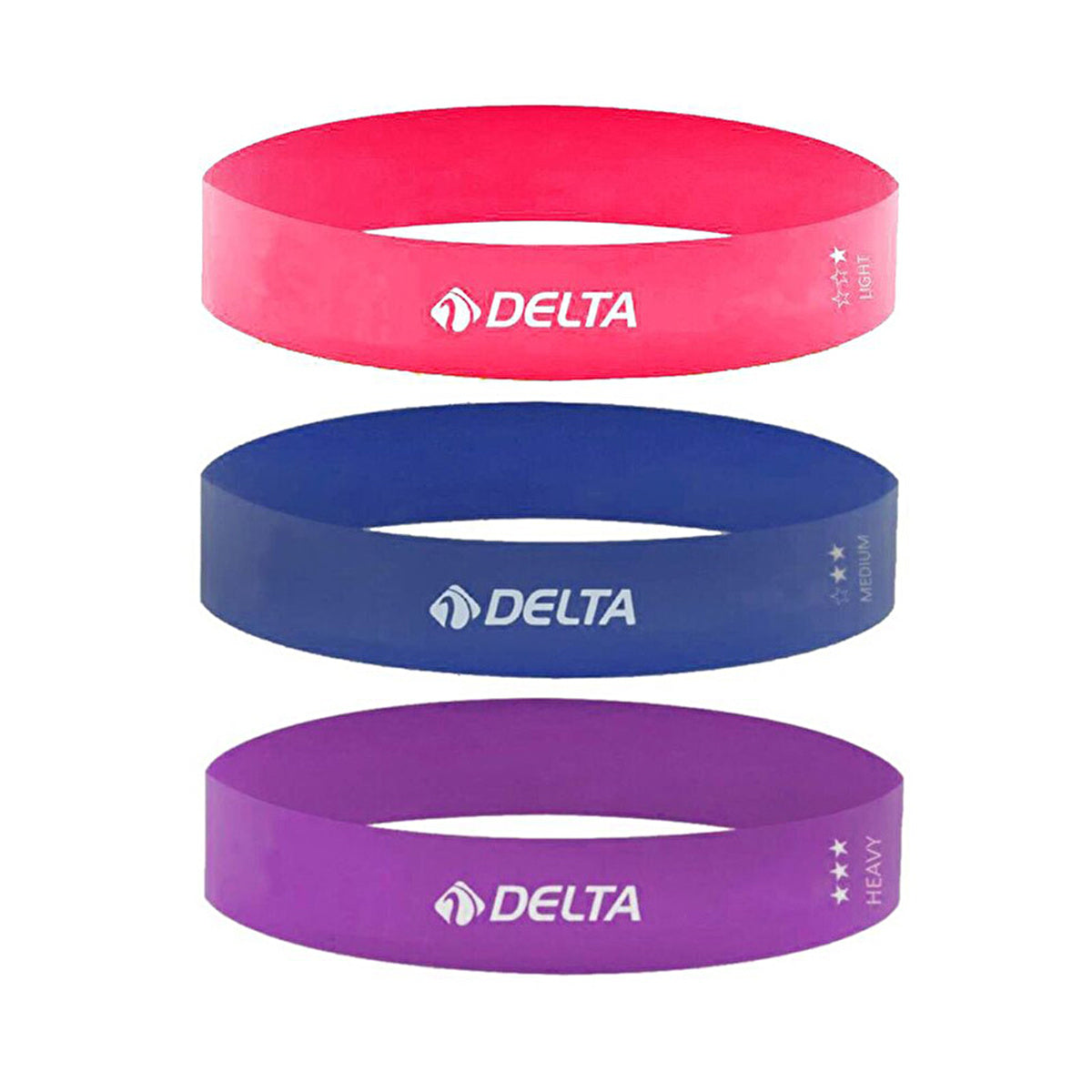 Delta 3-Pack Latex Aerobic Pilates Resistance Bands | Squat Training | Pink - Blue - Purple - Image #1