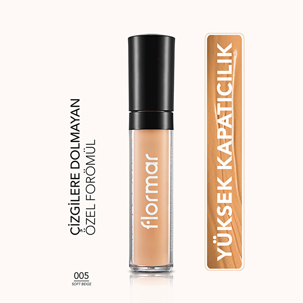 Flormar Perfect Coverage Lightweight Concealer 005 Soft Beige | Natural Finish