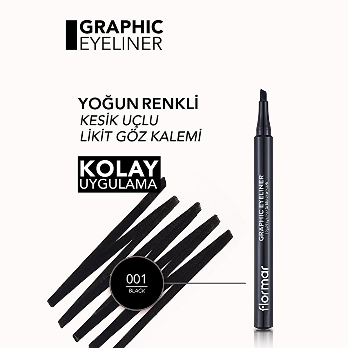 Flormar Graphic Matte Pencil Eyeliner 001 Black - Precision Tip