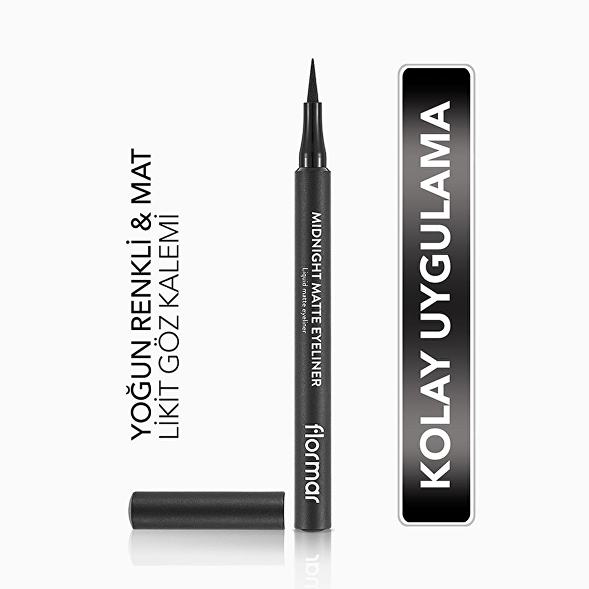 Flormar Midnight Matte Eyeliner Black 001 - High Pigment Formula | Smooth Finish