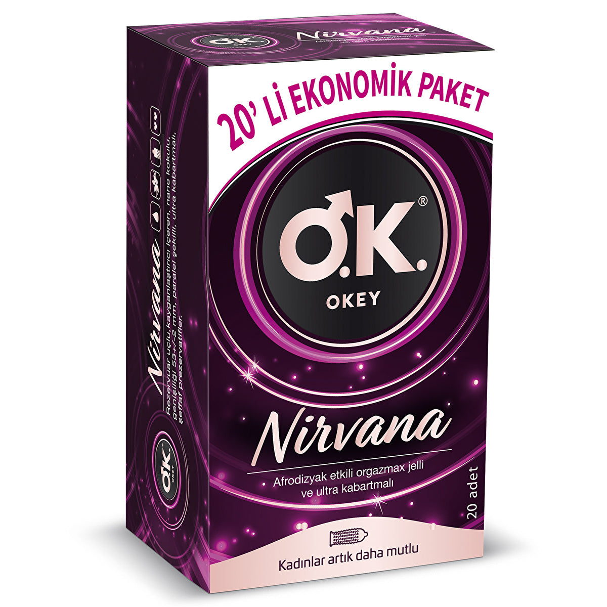 Okey Nirvana Condoms 20 Pack - Ultra Textured Pleasure - Image #1