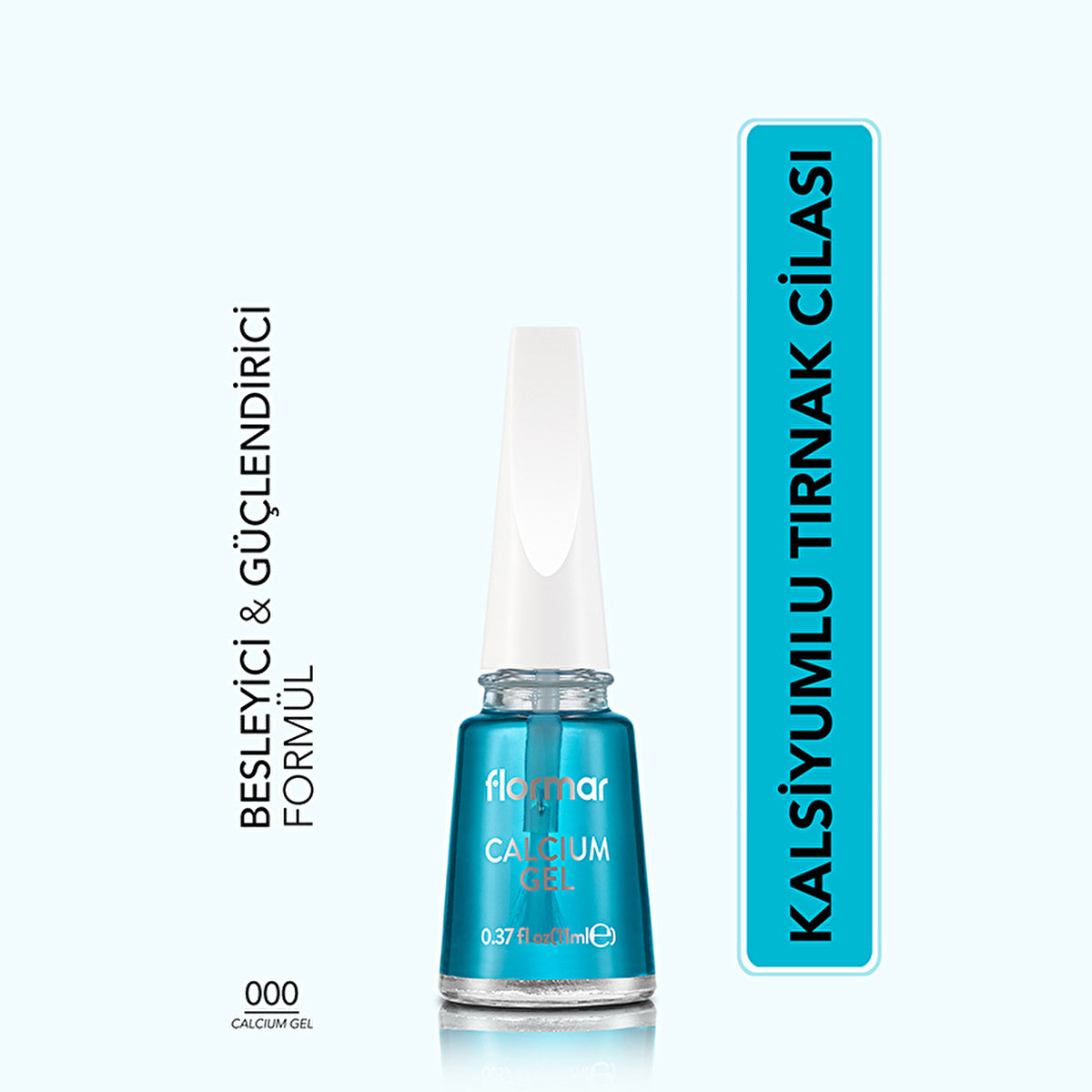 Flormar Calcium Gel Nail Strengthening Base Coat 000 - Clear Finish | Nail Care