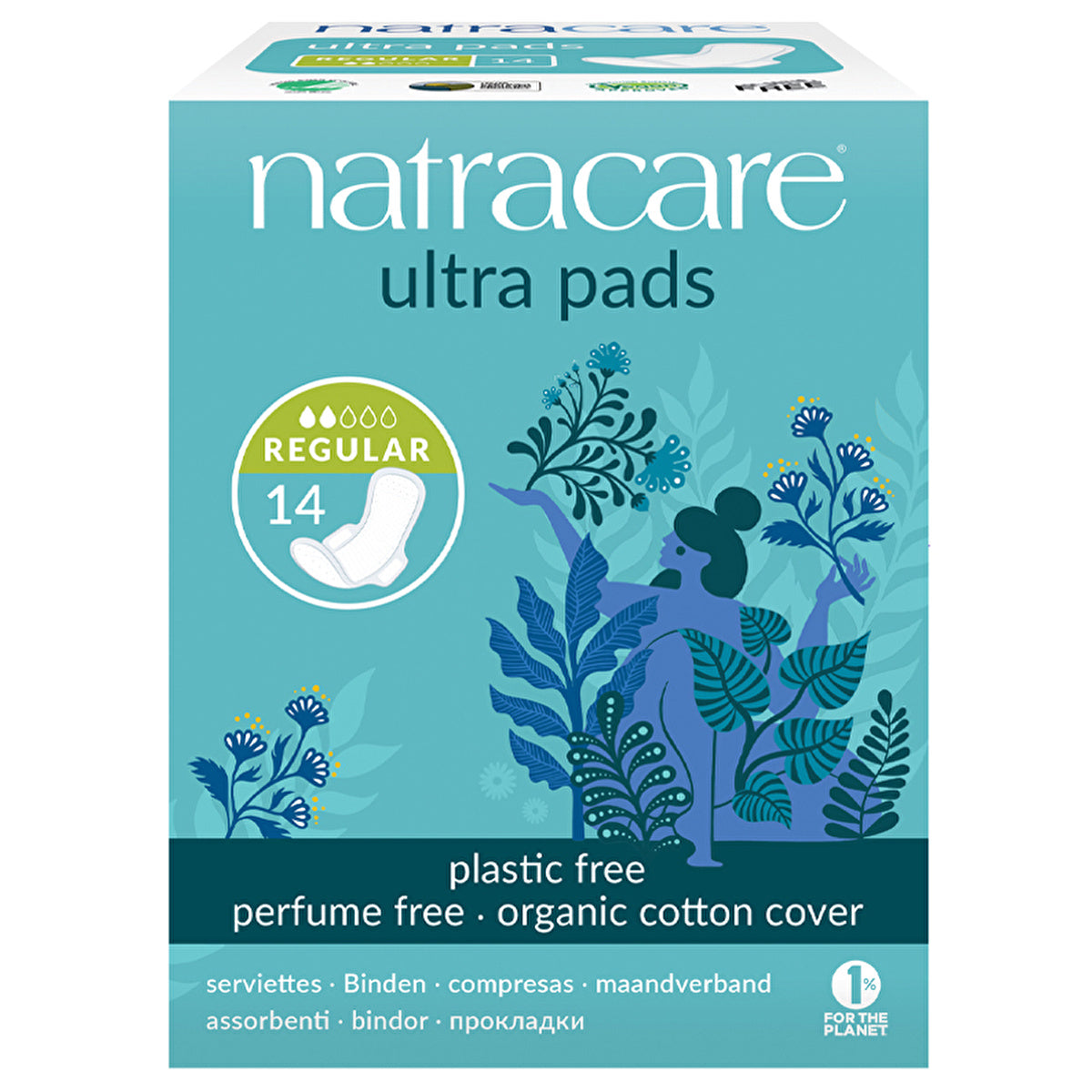 Natracare Organic Cotton Ultra Regular Pads 14-Pack - Eco-Friendly