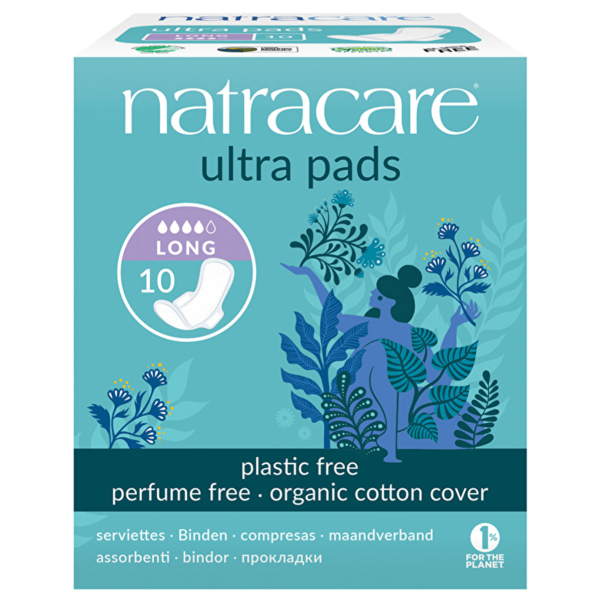 Natracare Ultra Hygienic Pads Long - 10 Pack | Organic Cotton