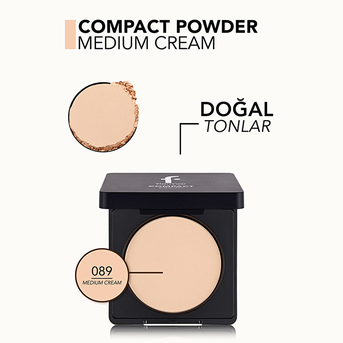 Flormar Compact Powder 089 Medium Cream - High Coverage | Matte Finish