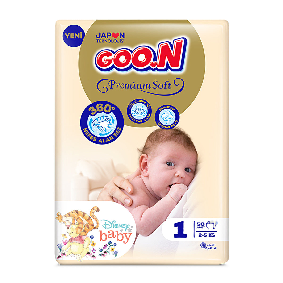 GOO.N Premium Soft Diapers Newborn - 50 Count | Ultra Soft