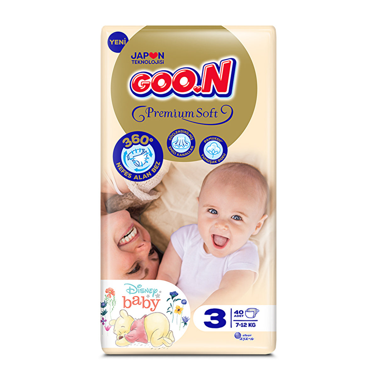 GOO.N Premium Soft Size 3 Diapers - 40 Count | Ultra Soft Comfort