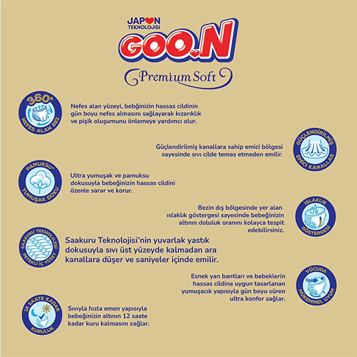 Goon Premium Soft Baby Diapers Size 7 - 36 Count | Ultra Soft