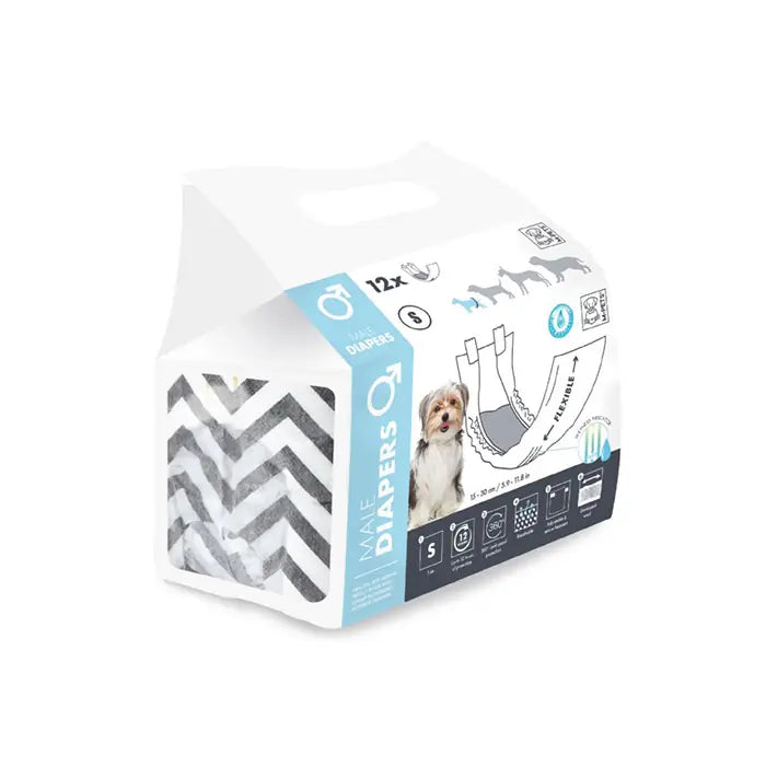 M-Pets Male Dog Diapers Disposable Wrap Small 12 Count