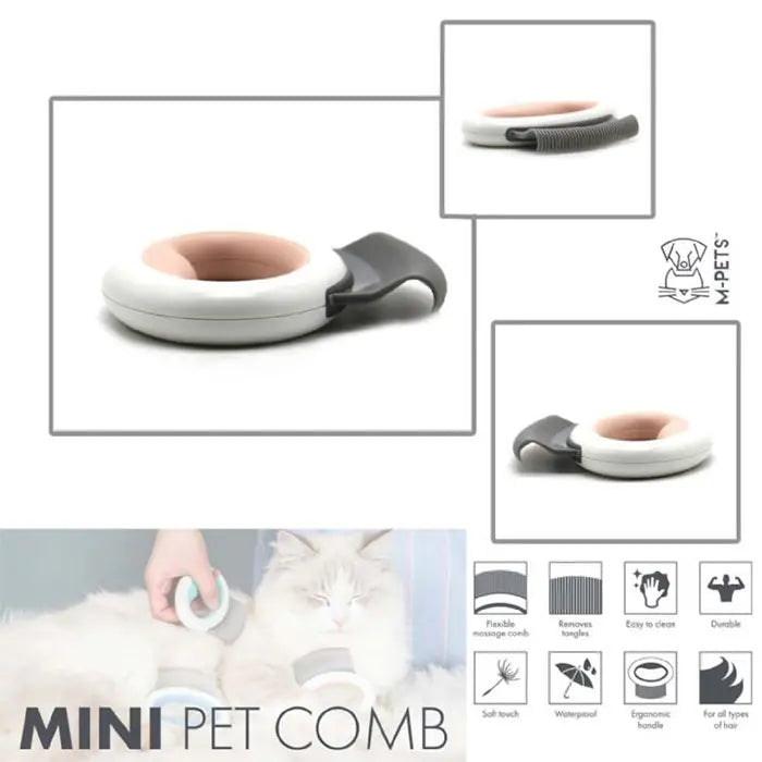 M-Pets Mini Pet Comb Flexible Massage Brush Pink 8x8.5cm