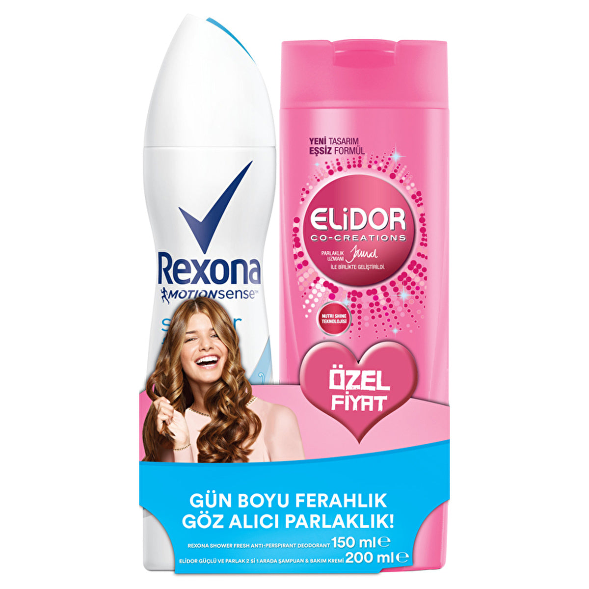 Rexona Deodorant Shower Fresh 150ml - 2-in-1 Elidor Shampoo & Conditioner 200ml