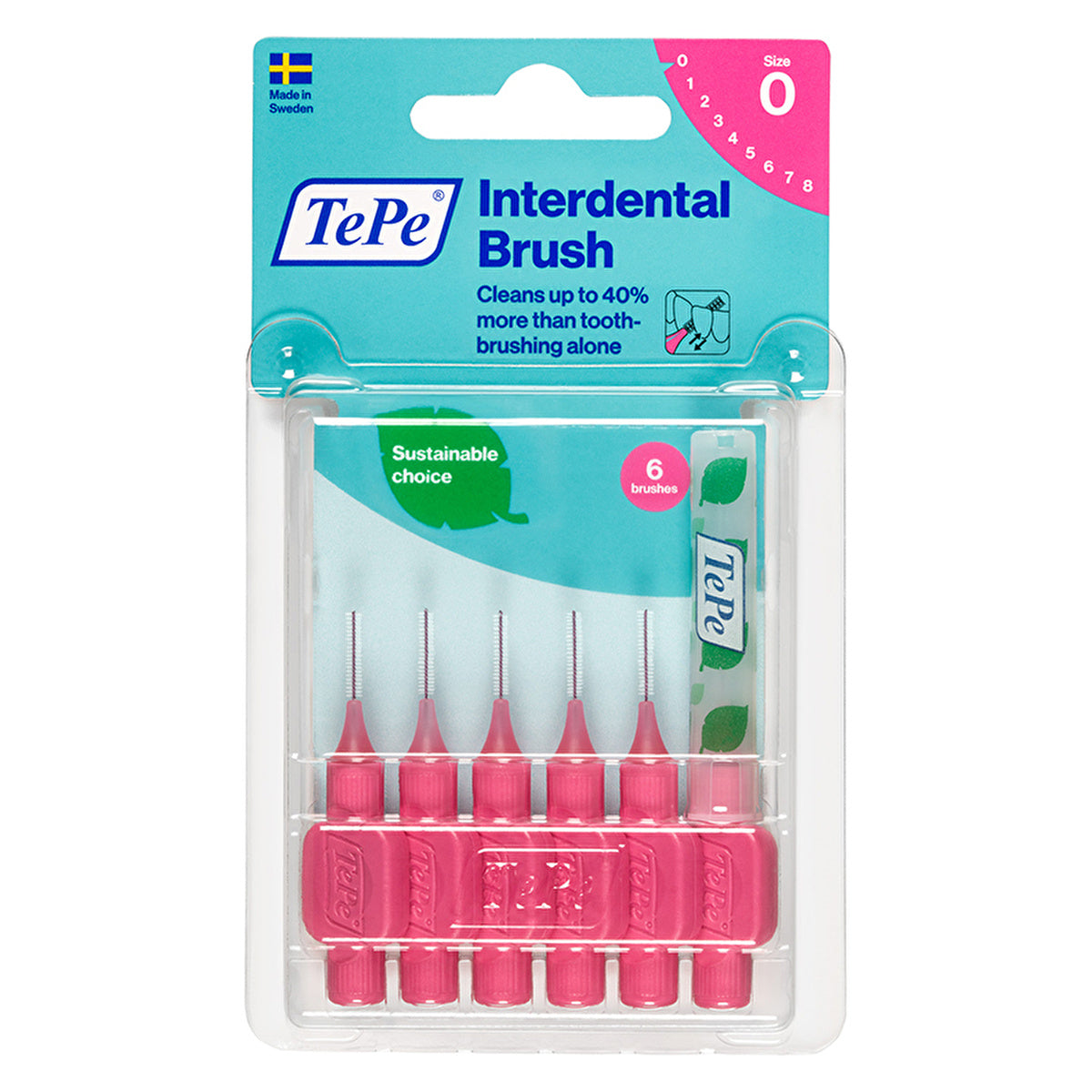 Tepe Interdental Cleaning Brush 0.4mm - Pink Pack of 6 | Tepe