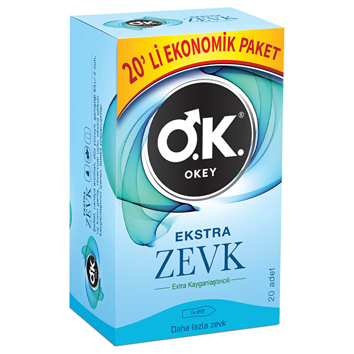 Okey Extra Pleasure Condoms 20 Pack - Extra Lubrication | Premium Comfort - Image #1