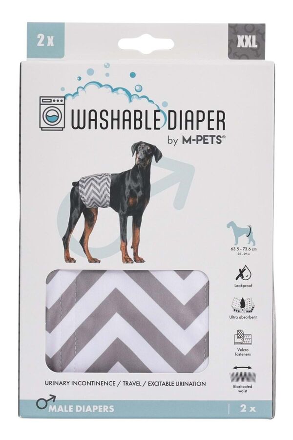 M-Pets Washable Male Dog Diaper Pants 2-Pack XXL with Velcro Closure