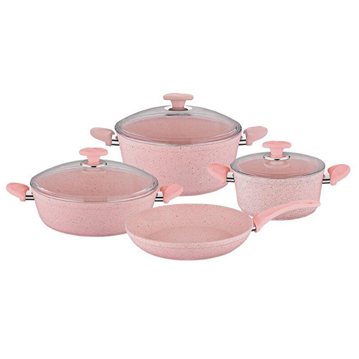 Pink Speckled Cookware Set 7 Pieces - Non-Stick | Papilla