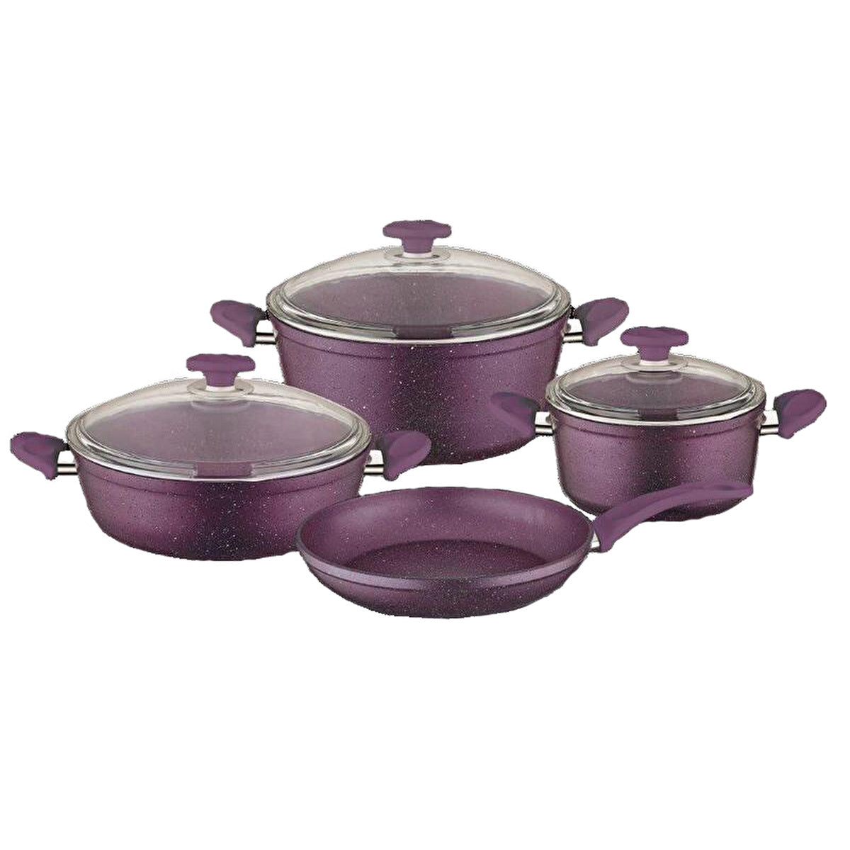 Nonstick Aluminum Cookware Set 7-Piece - Purple Dotted | Vilma