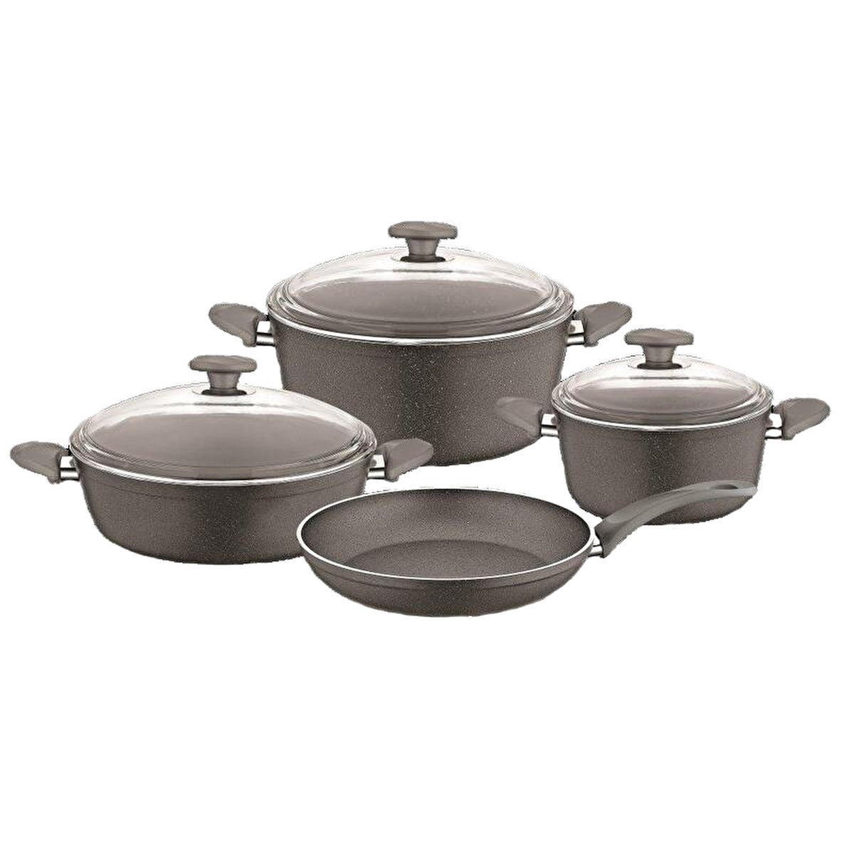 Vilma Grey Speckled Cookware Set 7 Pieces - Non-Stick Design