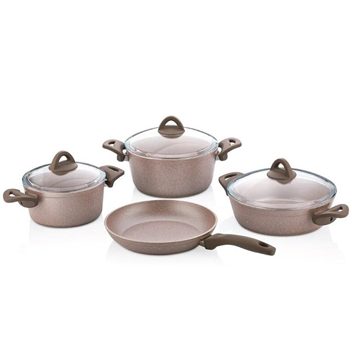 Nonstick Aluminum Cookware Set 7 Pieces - Heat-Resistant Lids | Vilma