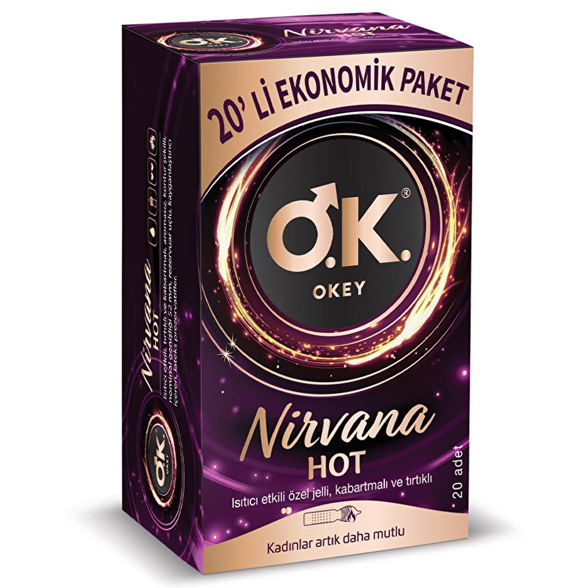 Okey Nirvana Hot Condoms 20-Pack - Heated Sensation | Premium Quality