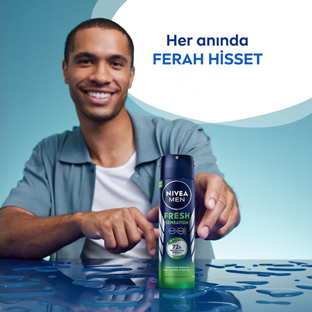 NIVEA Men Fresh Sensation Deodorant Spray 150ml - Long-Lasting Freshness | Antiperspirant - Image #1