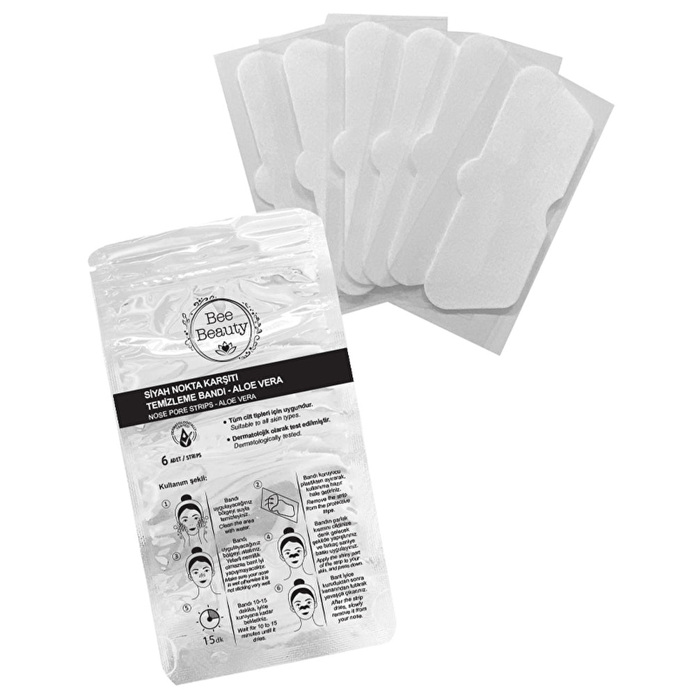 Bee Beauty Aloe Vera Blackhead Strips 6 Pack - Gentle Exfoliation | Dermatologically Tested