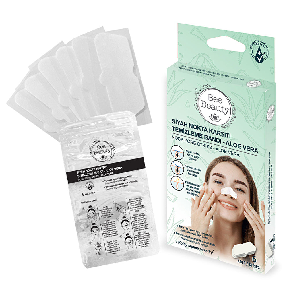 Bee Beauty Aloe Vera Blackhead Strips 6 Pack - Gentle Exfoliation | Dermatologically Tested