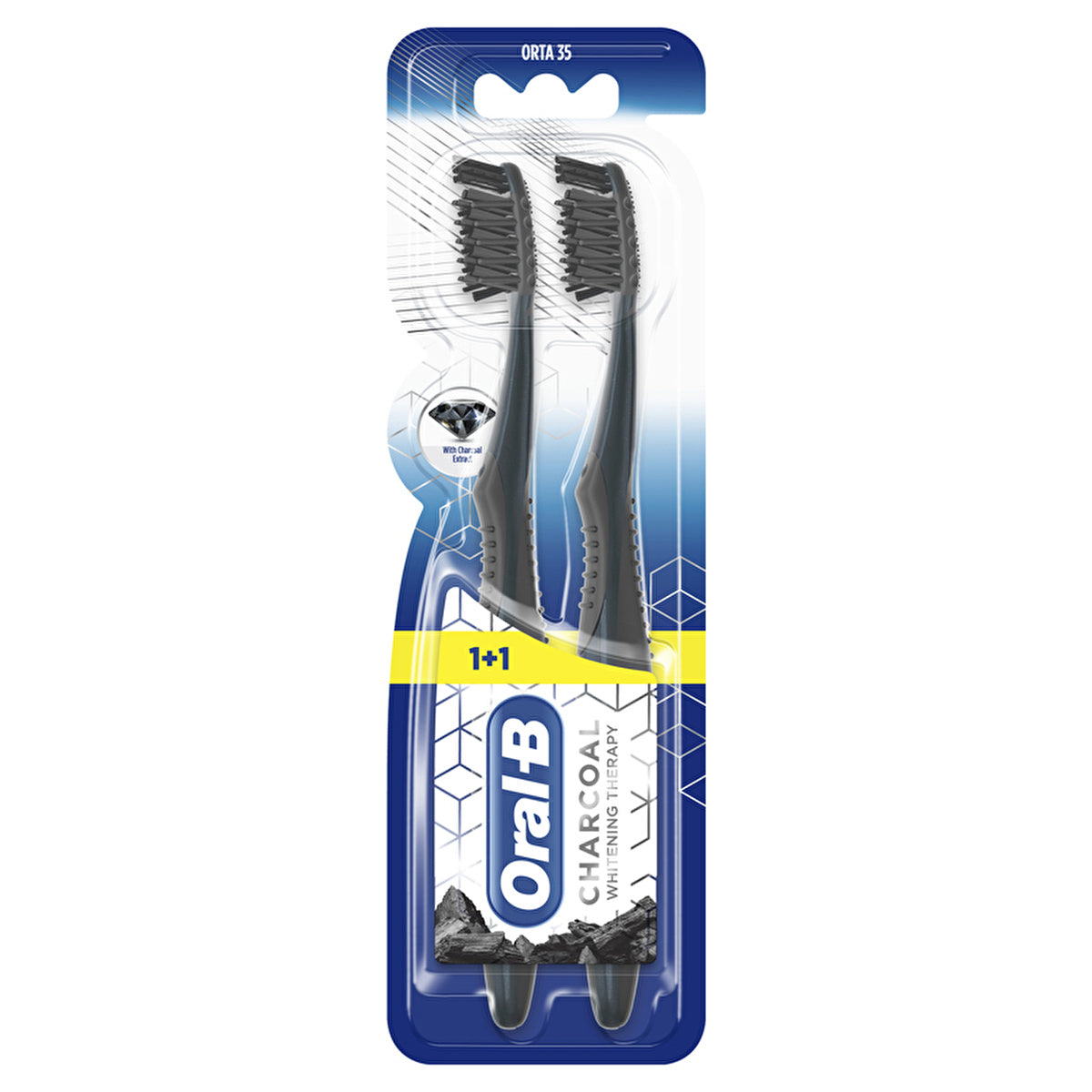 Oral-B Whitening Therapy Charcoal Toothbrush Medium - 2 Pack | Professional Clean - Image #1